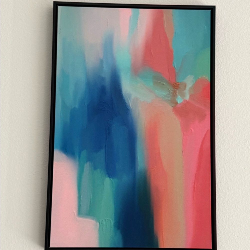 Abstract Wall Art Print in Blue and Pink